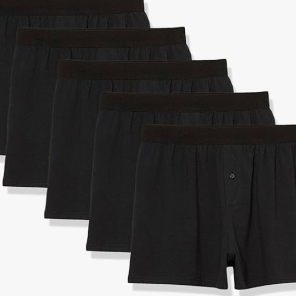 NEW Amazon Essentials men's size Large Black cotton jersey boxer short set of 5 - Picture 5 of 5